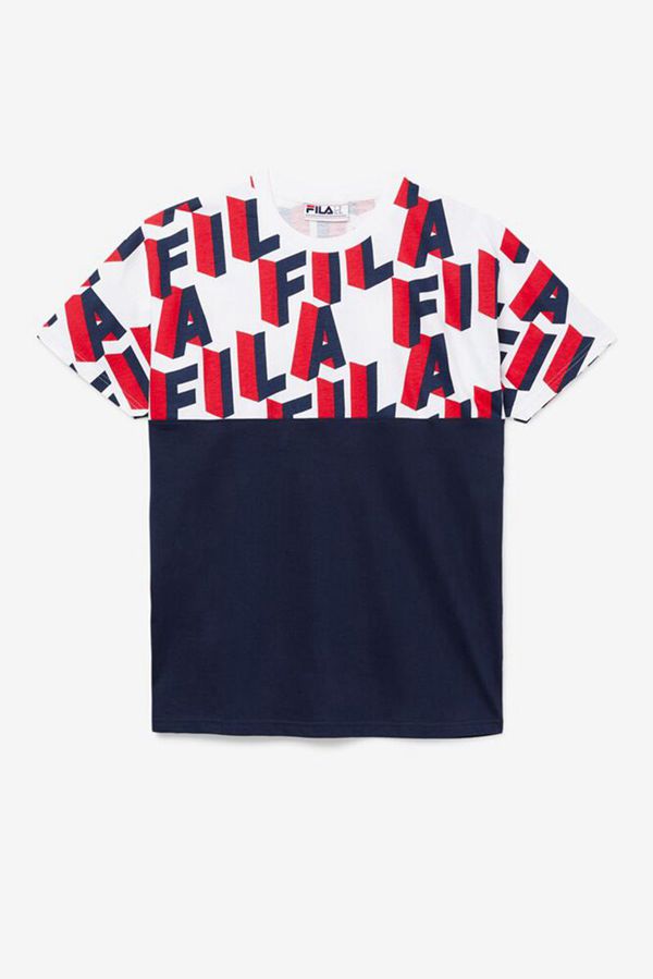 Fila Haze Men's T-Shirts - Navy/White/Red,NZ 823-17209